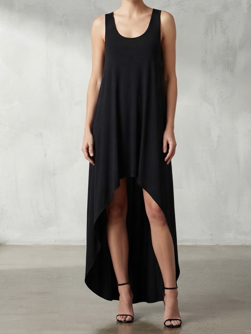 QED London Black Sleeveless High-Low Maxi Dress